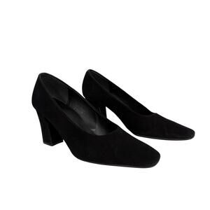 Vintage Black Velvet Square Toe Pumps - Size 7